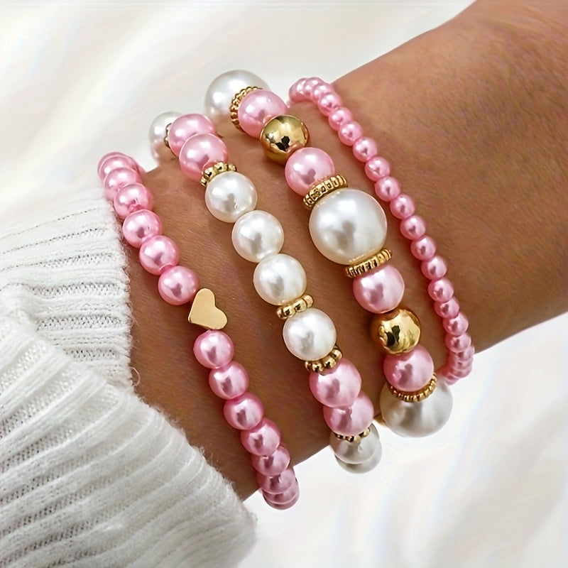 Elegant armbandsset med pärlhjärta