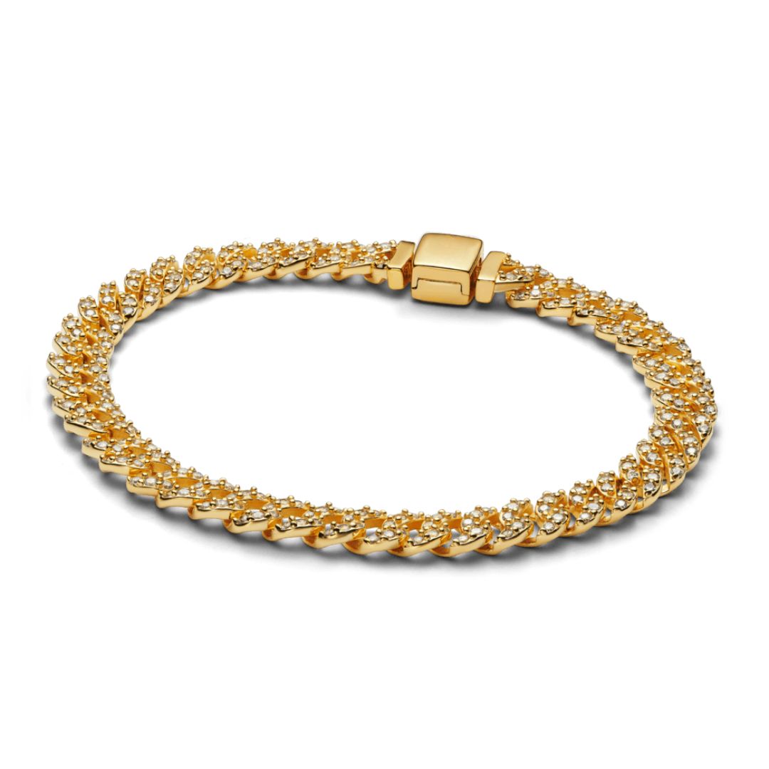 Moissanit kubanskt armband | Vitt guld