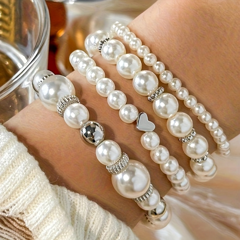 Elegant armbandsset med pärlhjärta