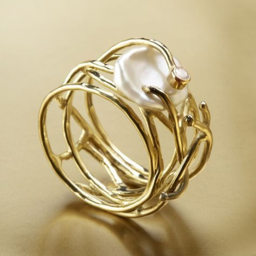 Retro pärlguldring