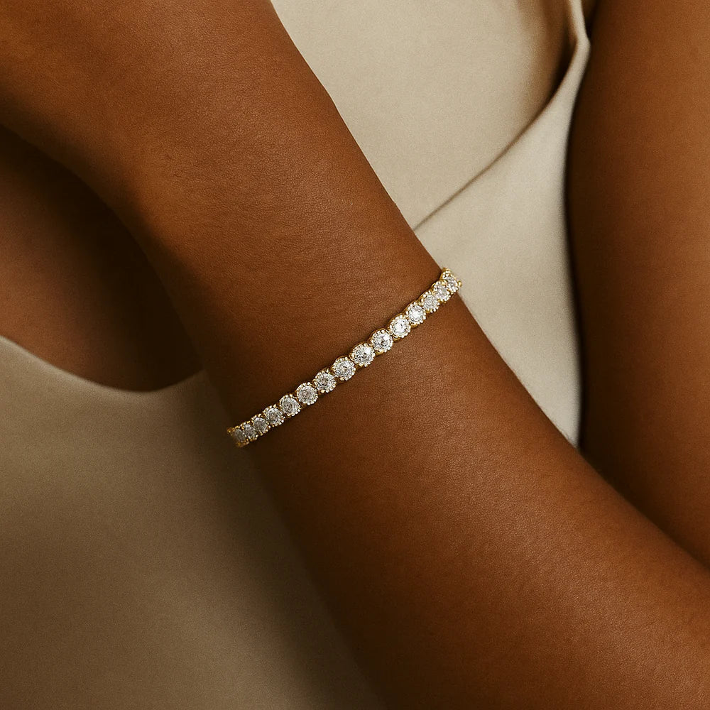 Moissanit tennisarmband | Guld
