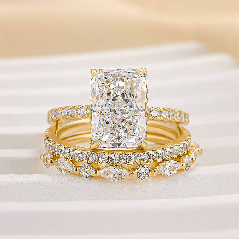 Elodie | Elegant 3-delat ringset i vitt guld