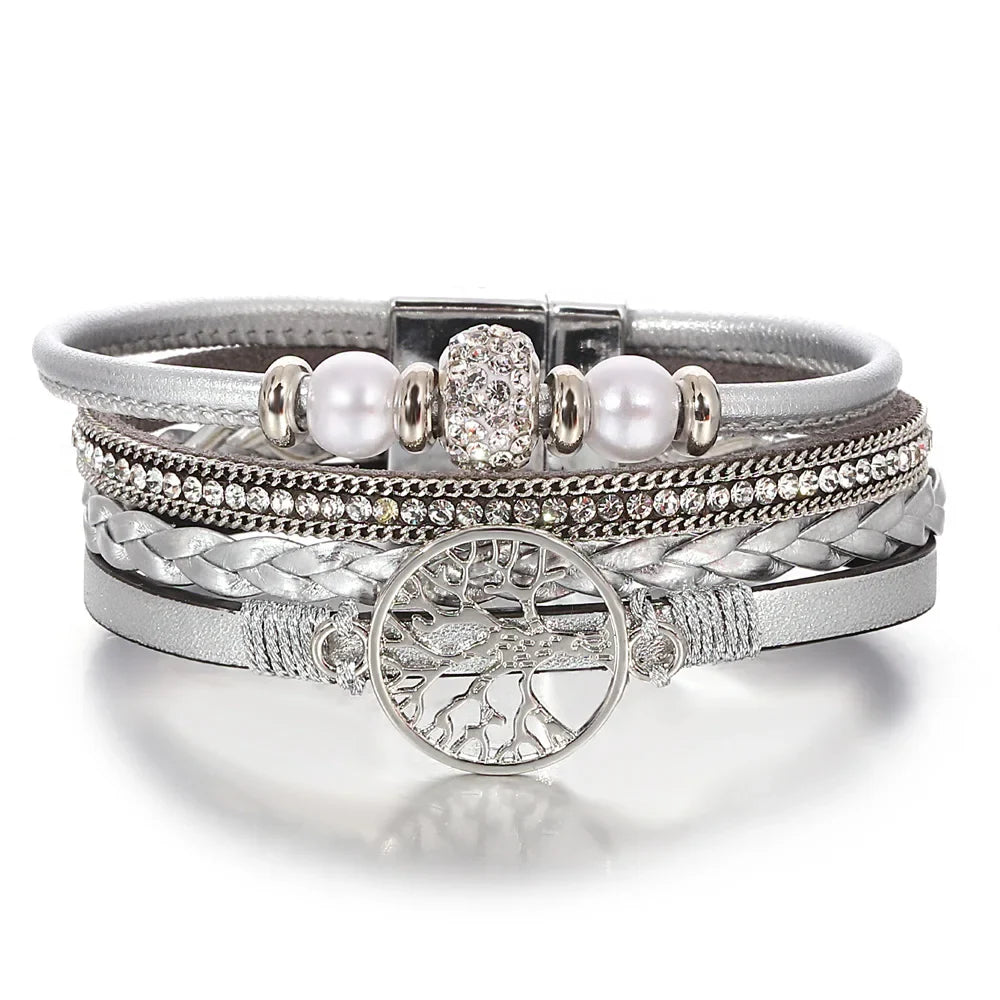Livets träd strass armband