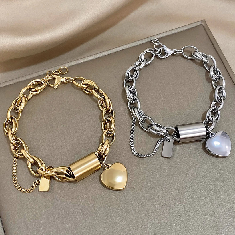 Hjärtformat Chunky Armband | Guld
