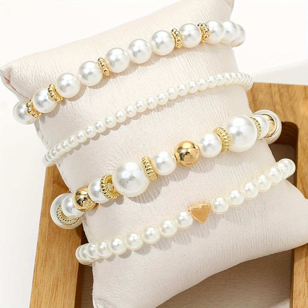 Elegant armbandsset med pärlhjärta