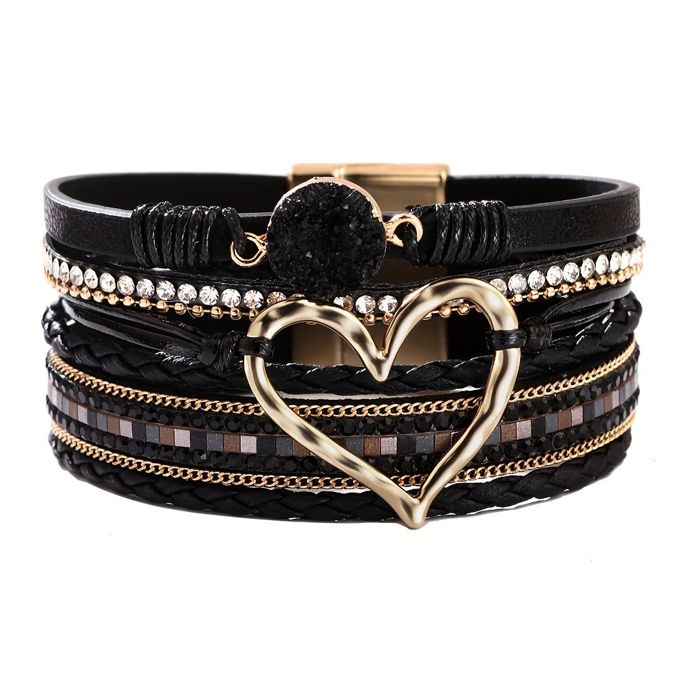 Bohemiskt läderarmband i flera lager 