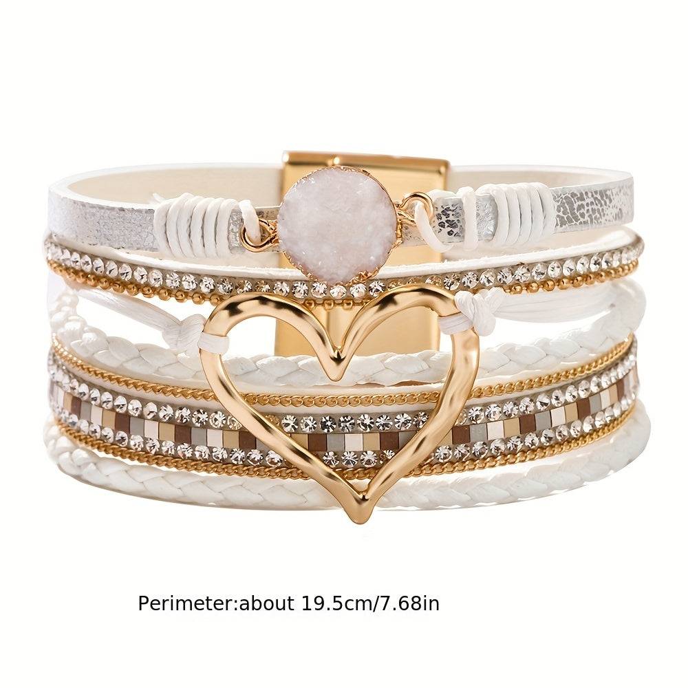 Bohemiskt läderarmband i flera lager 