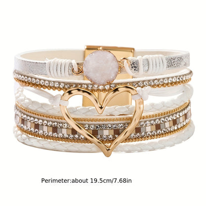 Bohemiskt läderarmband i flera lager 