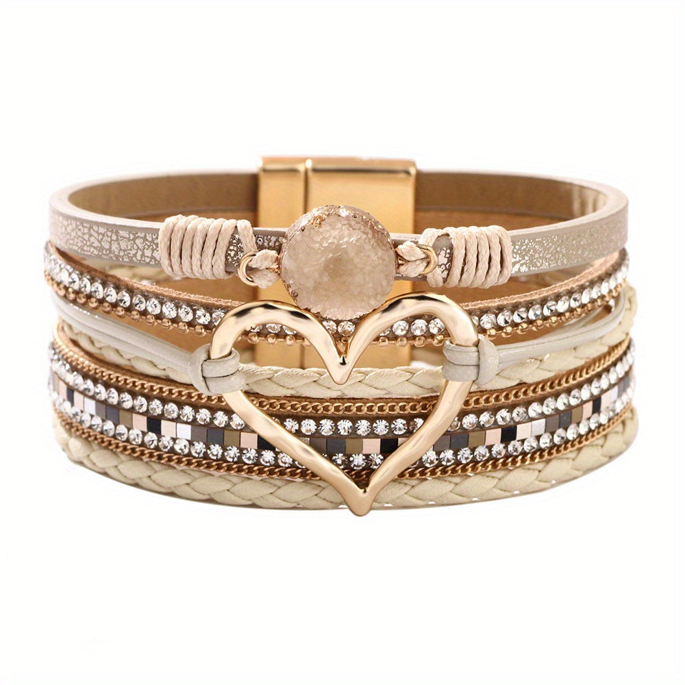 Bohemiskt läderarmband i flera lager 