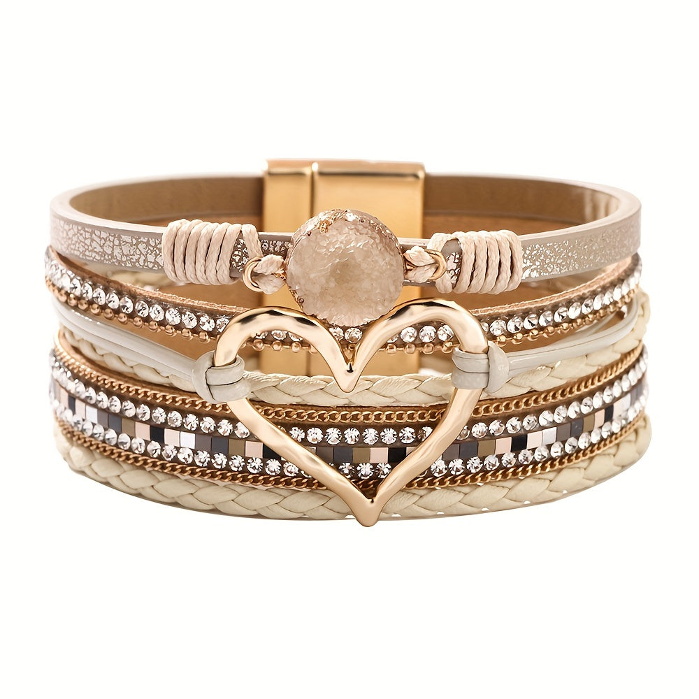 Bohemiskt läderarmband i flera lager 