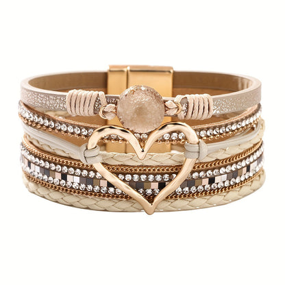 Bohemiskt läderarmband i flera lager 