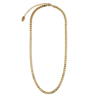 Halsband med platt länk och kantkedja | Vitt guld
