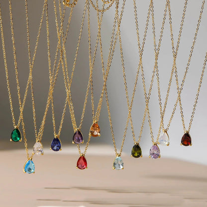 Teardrop Birthstone Necklace