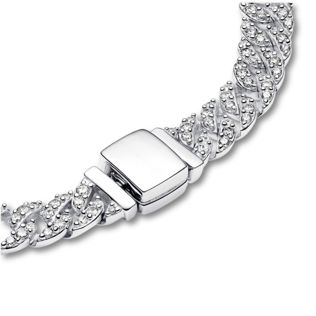 Moissanit kubanskt armband | Vitt guld