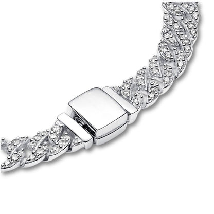 Moissanit kubanskt armband | Vitt guld