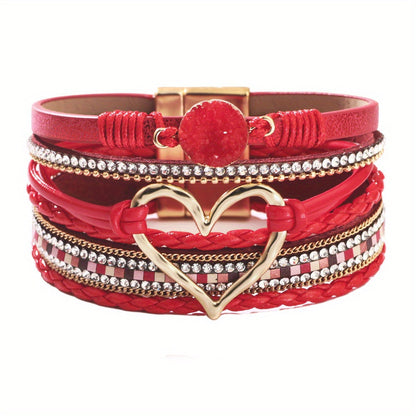 Bohemiskt läderarmband i flera lager 