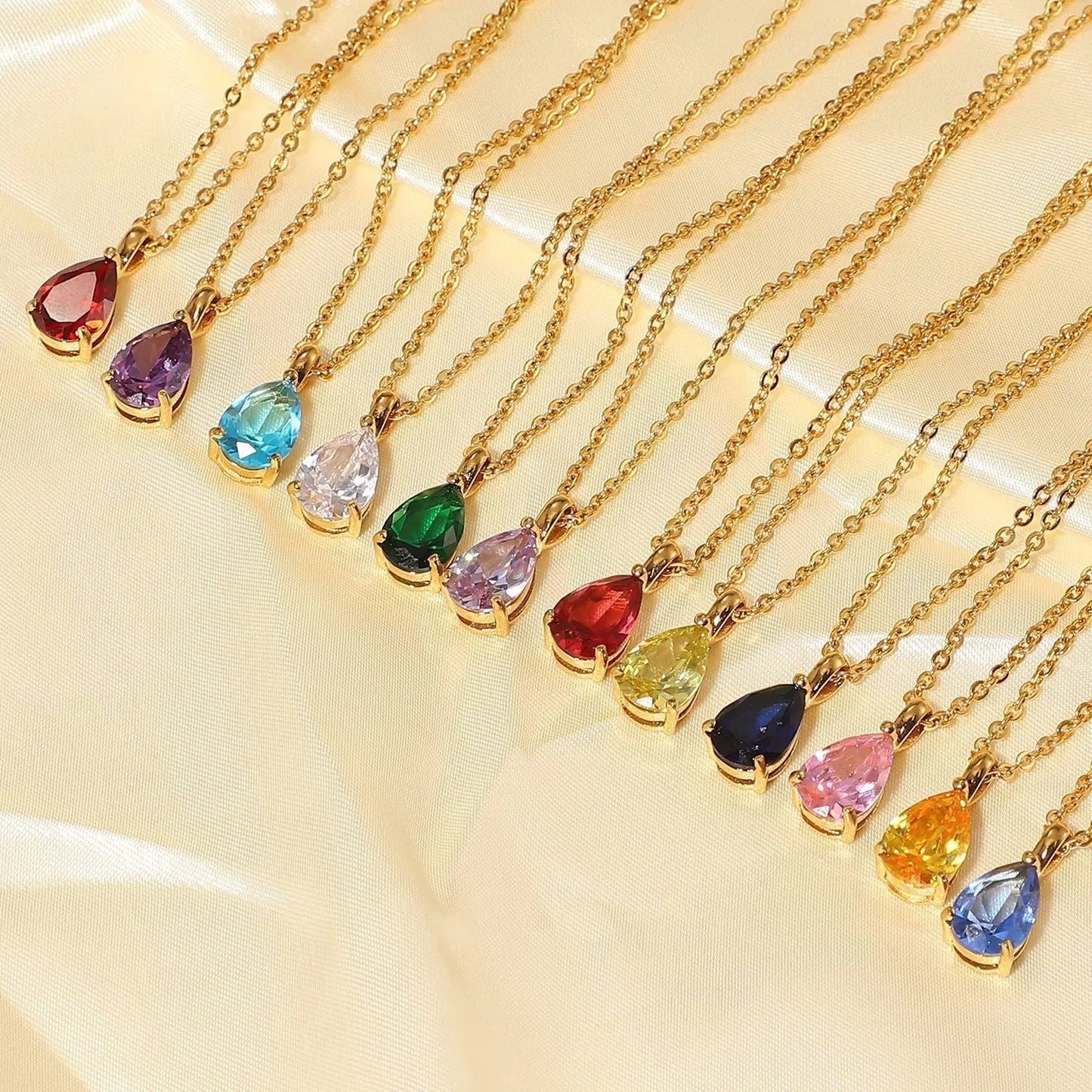Teardrop Birthstone Necklace