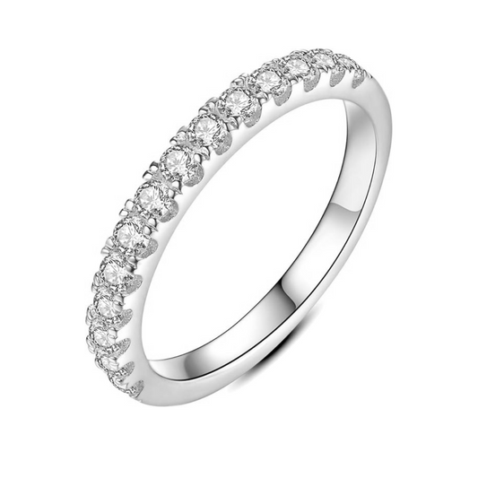 Moissanit Vigselring | Vitt guld