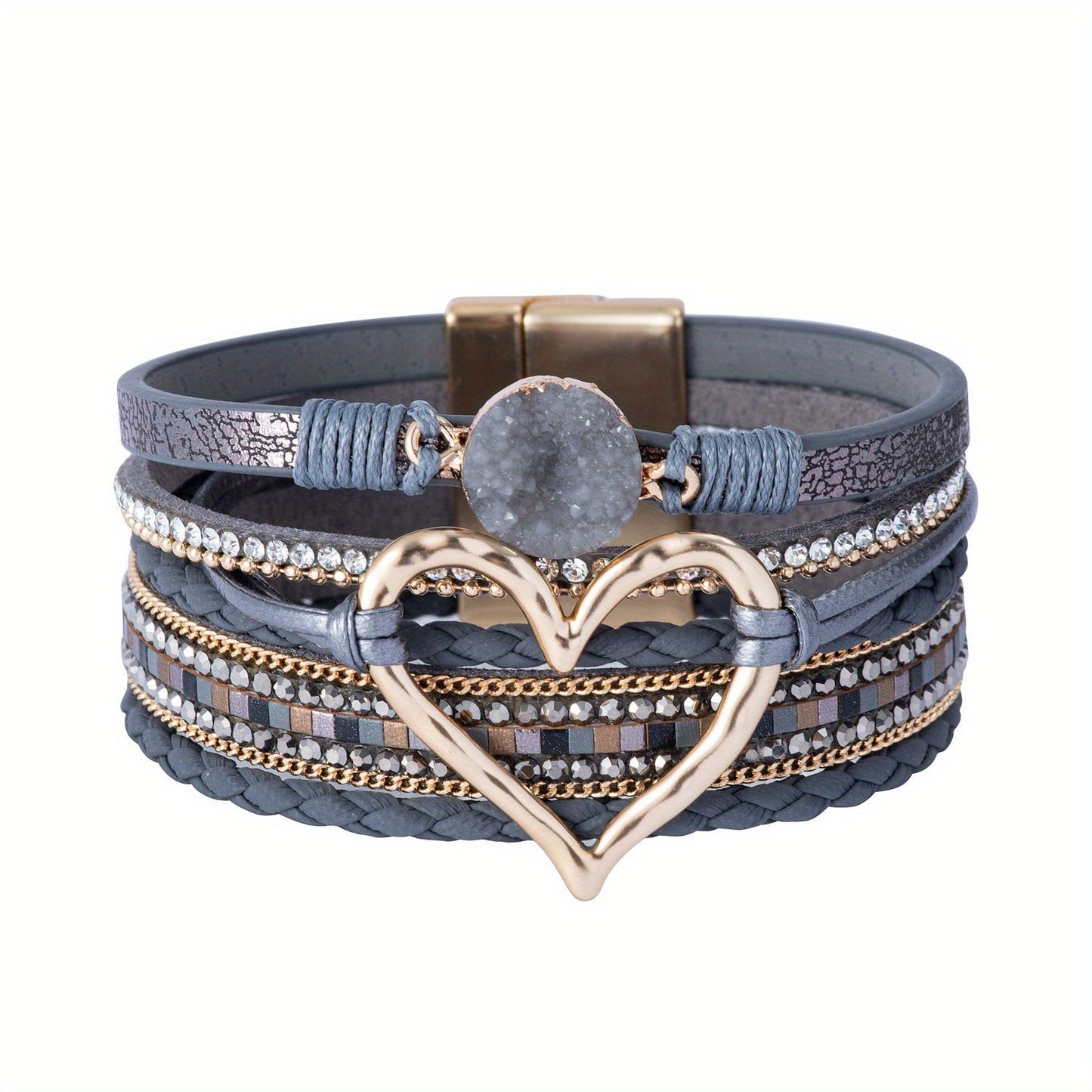 Bohemiskt läderarmband i flera lager 