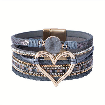 Bohemiskt läderarmband i flera lager 