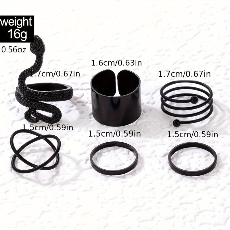 Bergqvist™ | Black Snake & Geometric Ring Set