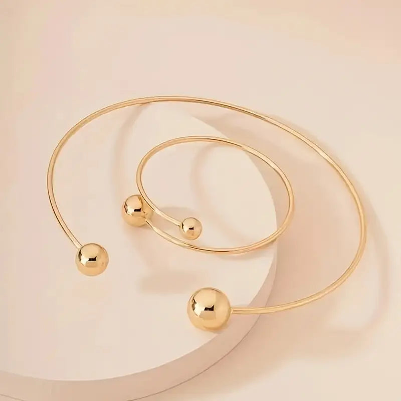 Minimalistiskt Glödande Krage &amp; Manschett Armband Set | Guld