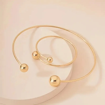 Minimalistiskt Glödande Krage &amp; Manschett Armband Set | Guld