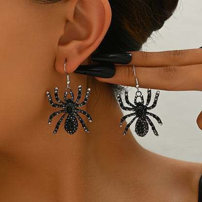Bergqvist™ | Gothic Black Rhinestone Spider Dangle Earrings