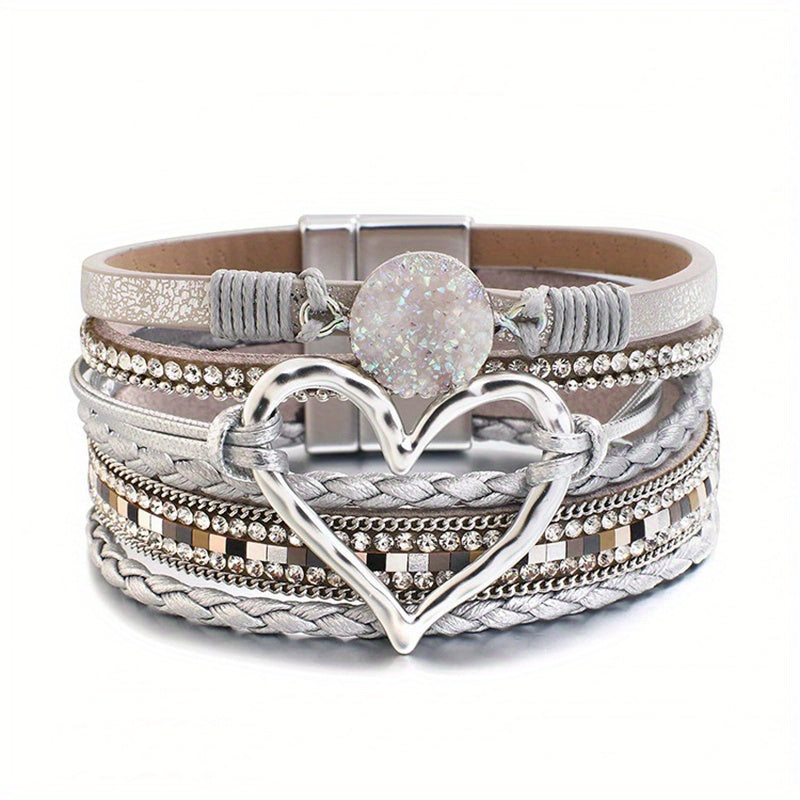Bohemiskt läderarmband i flera lager 