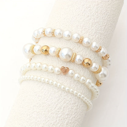 Elegant armbandsset med pärlhjärta 