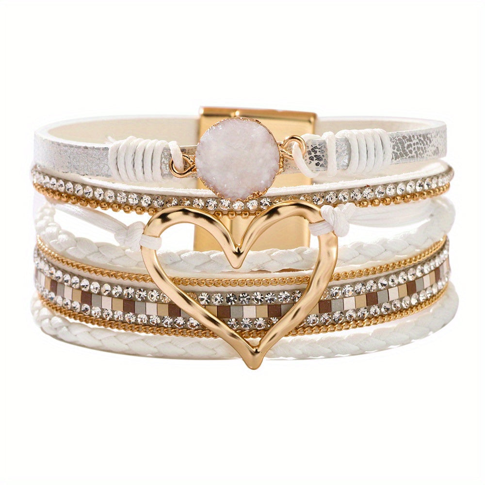Bohemiskt läderarmband i flera lager 