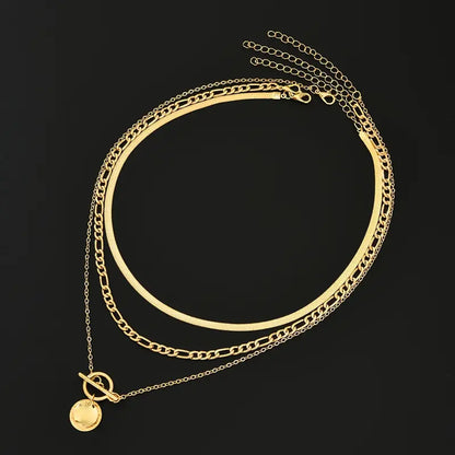 Savira Texturerat Mynt Halsband | Guld