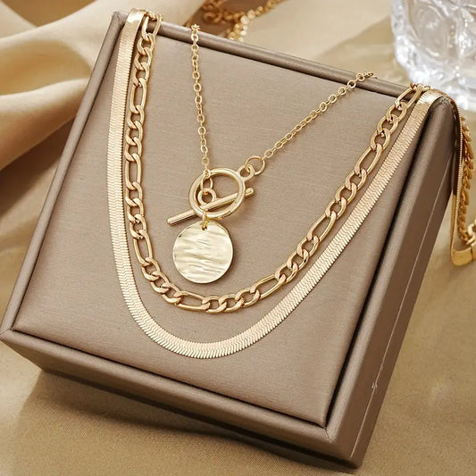 Savira Texturerat Mynt Halsband | Guld