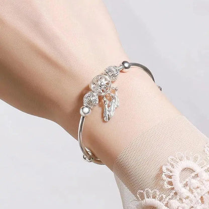 Justerbart drömfångararmband i 925 silver 