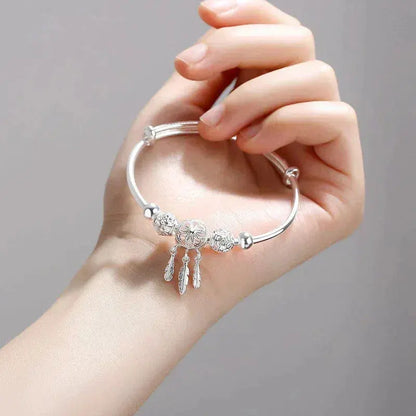 Justerbart drömfångararmband i 925 silver 