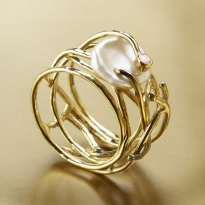 Retro pärlguldring