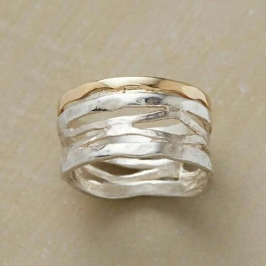 Vintage guld- och silverring