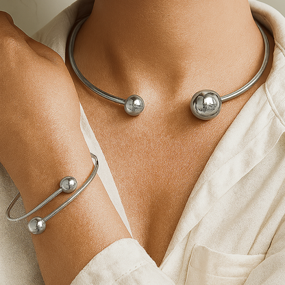 Minimalistiskt Glödande Krage &amp; Manschett Armband Set | Guld