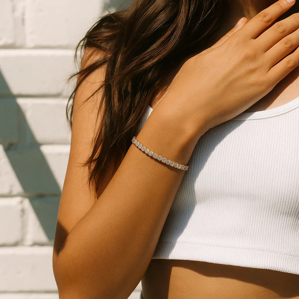 Moissanit tennisarmband | Guld 