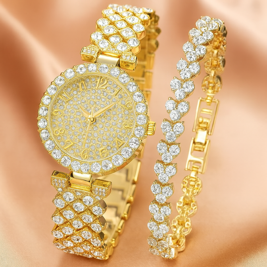 Luxe Radiance guldklocka och armbandsset | Guld