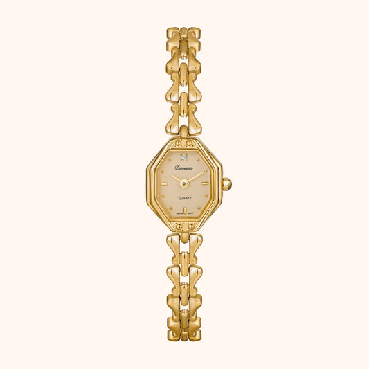 Guldfärgad hexagonarmbandsklocka