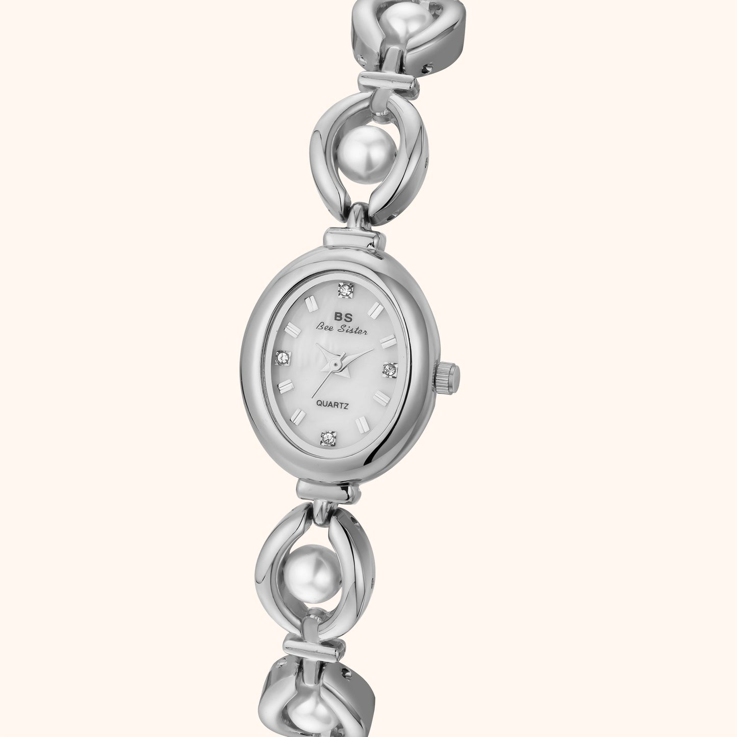 Elegant pärlsilverklocka