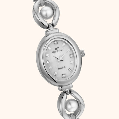 Elegant pärlsilverklocka