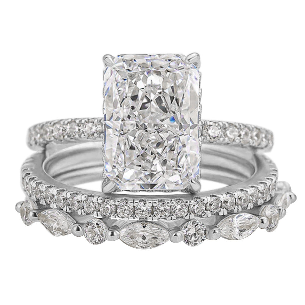 Elodie | Elegant 3-delat ringset i vitt guld