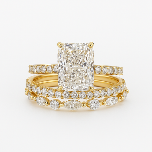 Elodie | Elegant 3-delat ringset i vitt guld