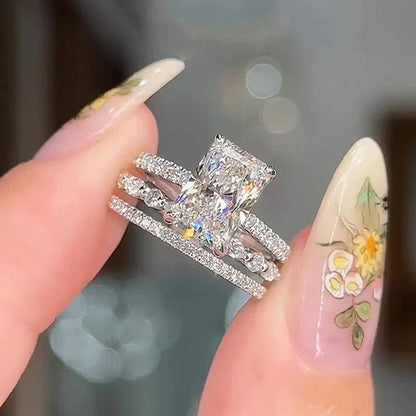Elodie | Elegant 3-delat ringset i vitt guld