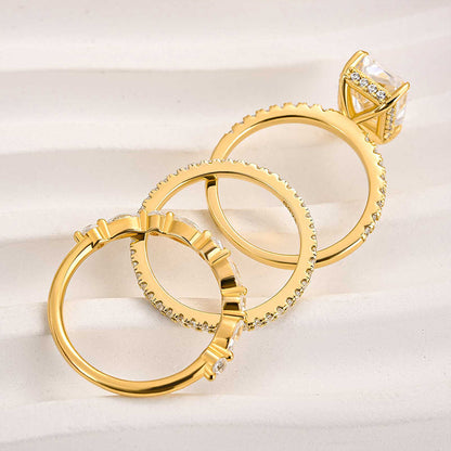 Elodie | Elegant 3-delat ringset i vitt guld