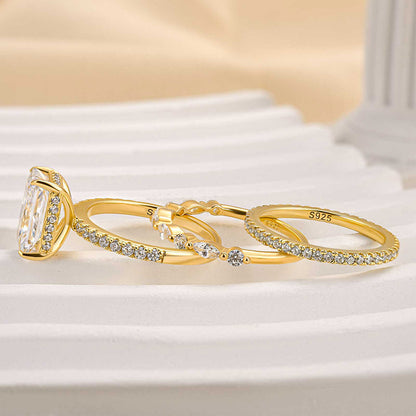 Elodie | Elegant 3-delat ringset i vitt guld