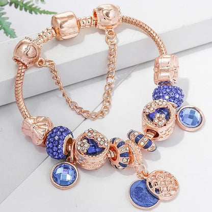 Armband i rosa silver och blå kristall 