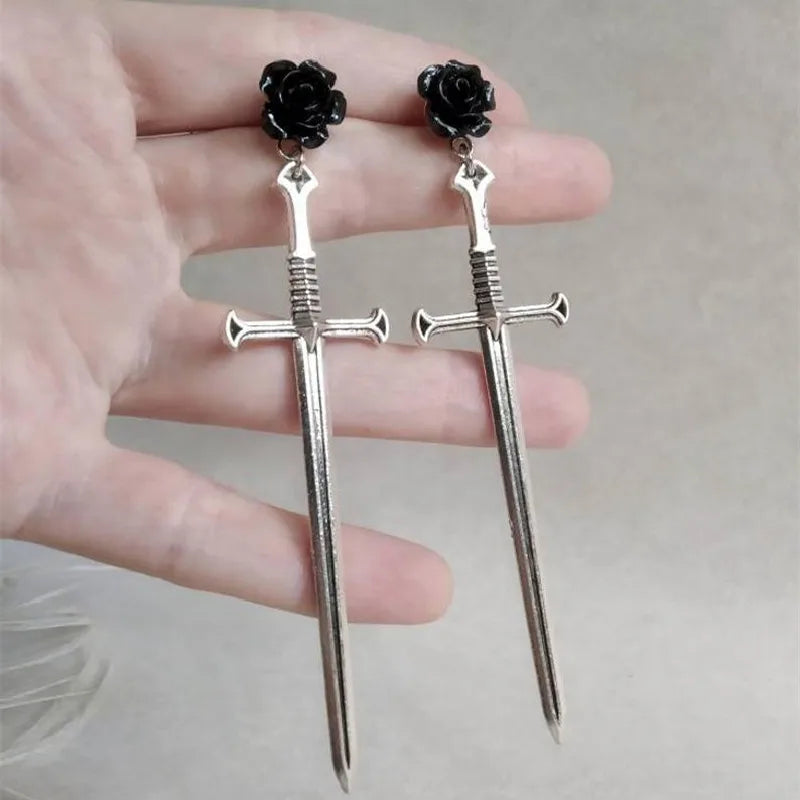 Bergqvist™ | Gothic Black Sword Drop Earrings
